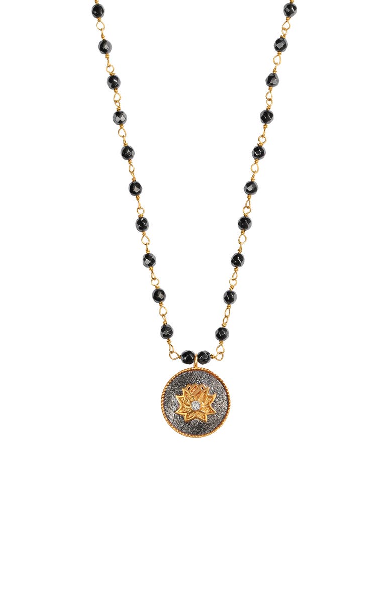 Karma and Luck Enlightenment Hope - Hematite Lotus Necklace, Main, color,