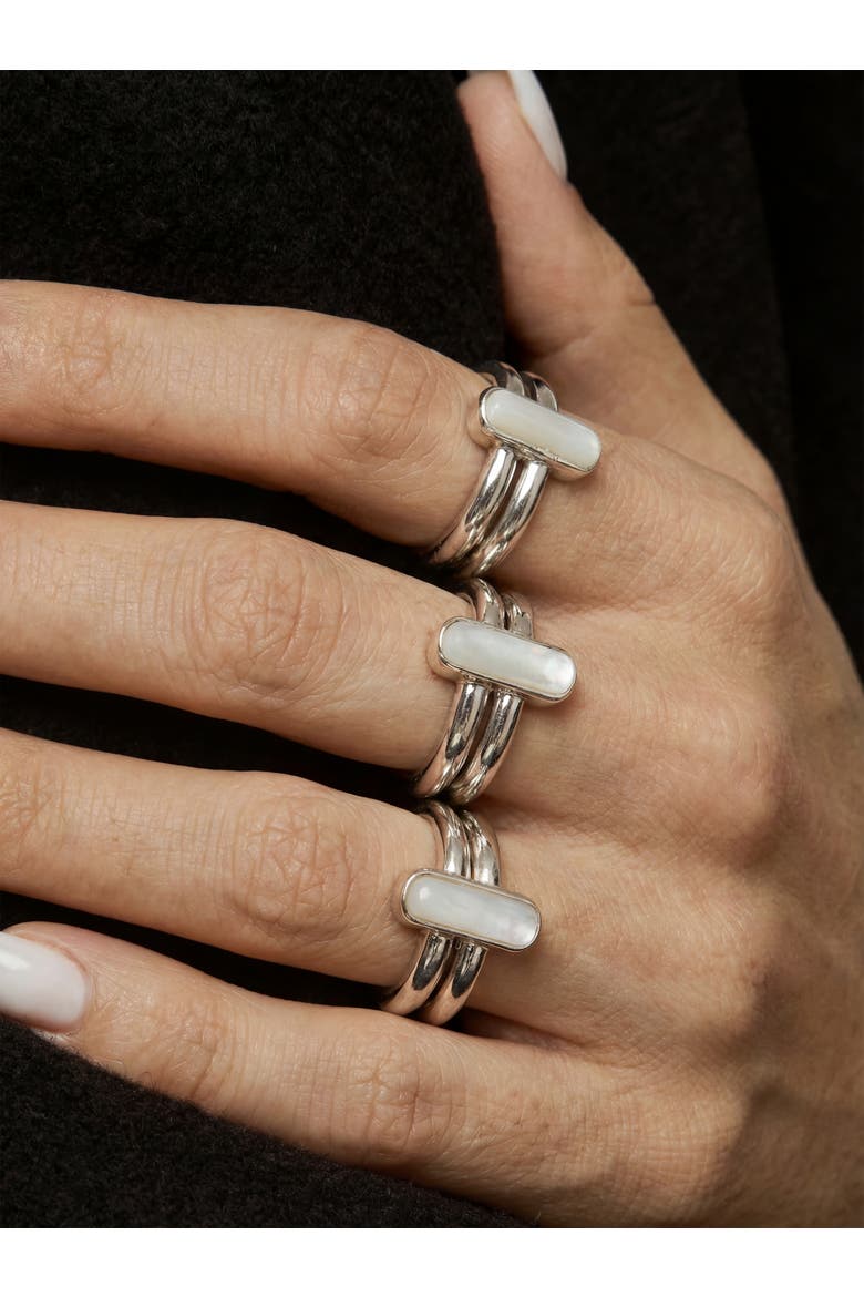 Infinity Duo Bar Ring in White Marble, Alternate, color, White