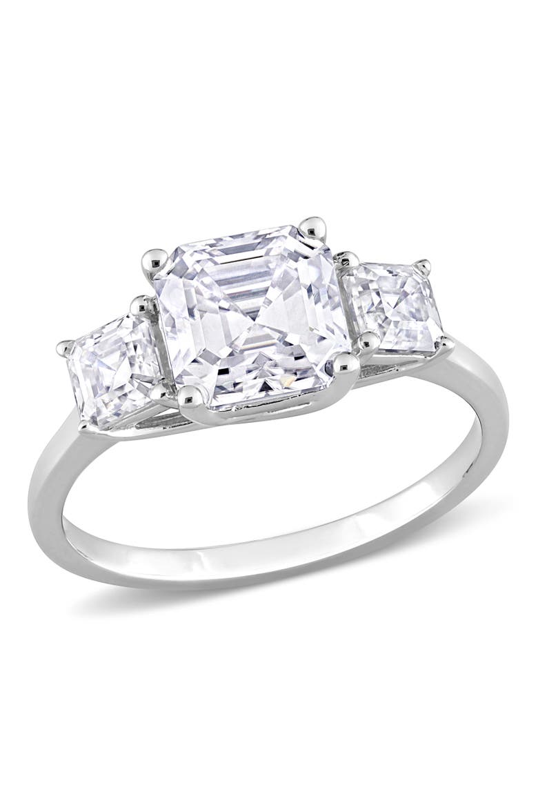 2-3/4CT DEW Moissanite 3-Stone Ring, Main, color, Sterling Silver