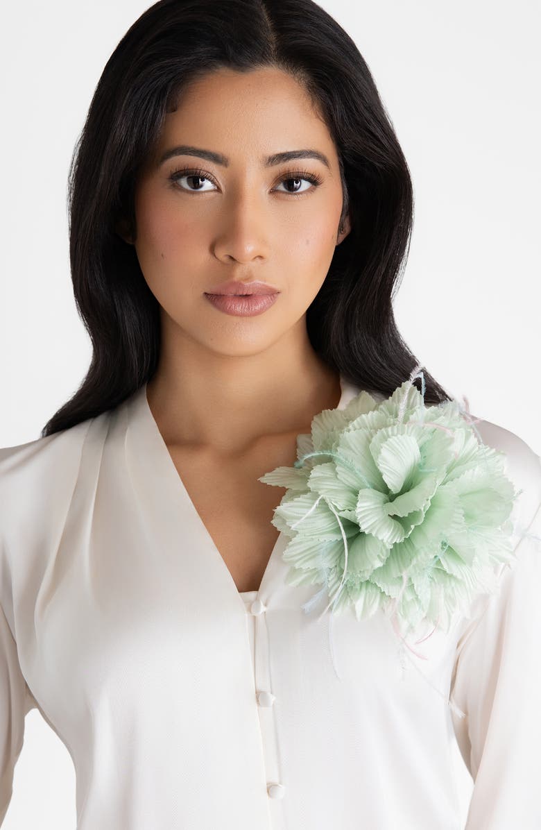 Helena Simon The Mint Chrysanthemum Duster Floral Brooch, Alternate, color, Mint