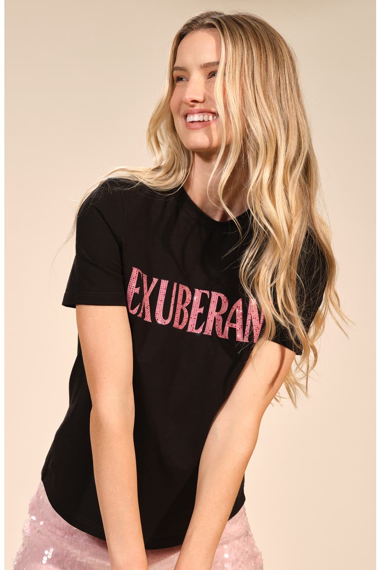Exuberant Rhinestone Stretch Cotton T-Shirt, Alternate, color, BLACK