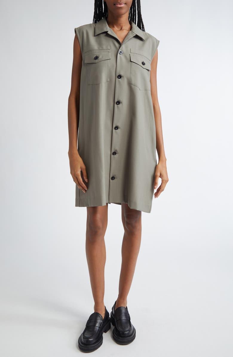 Sacai Pleated Sleeveless Suiting Dress, Main, color, 