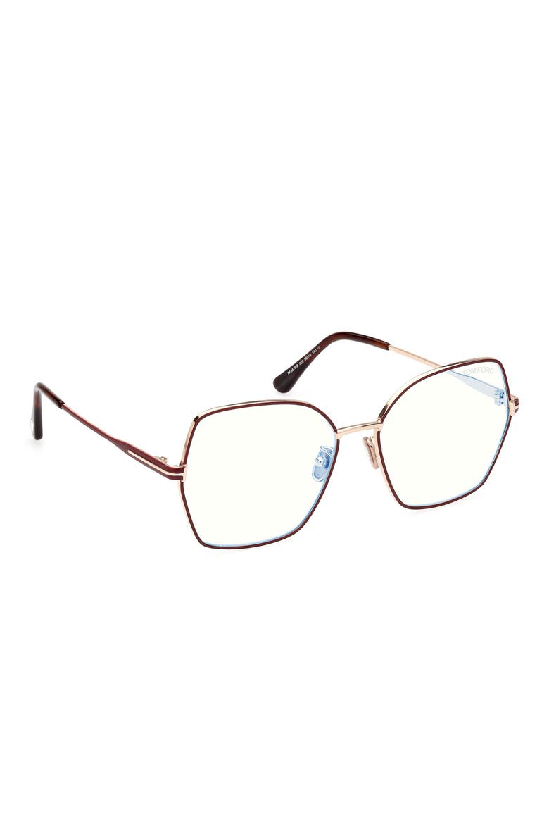 56mm Butterfly Blue Light Blocking Glasses, Alternate, color, SHINY ROSE GOLD