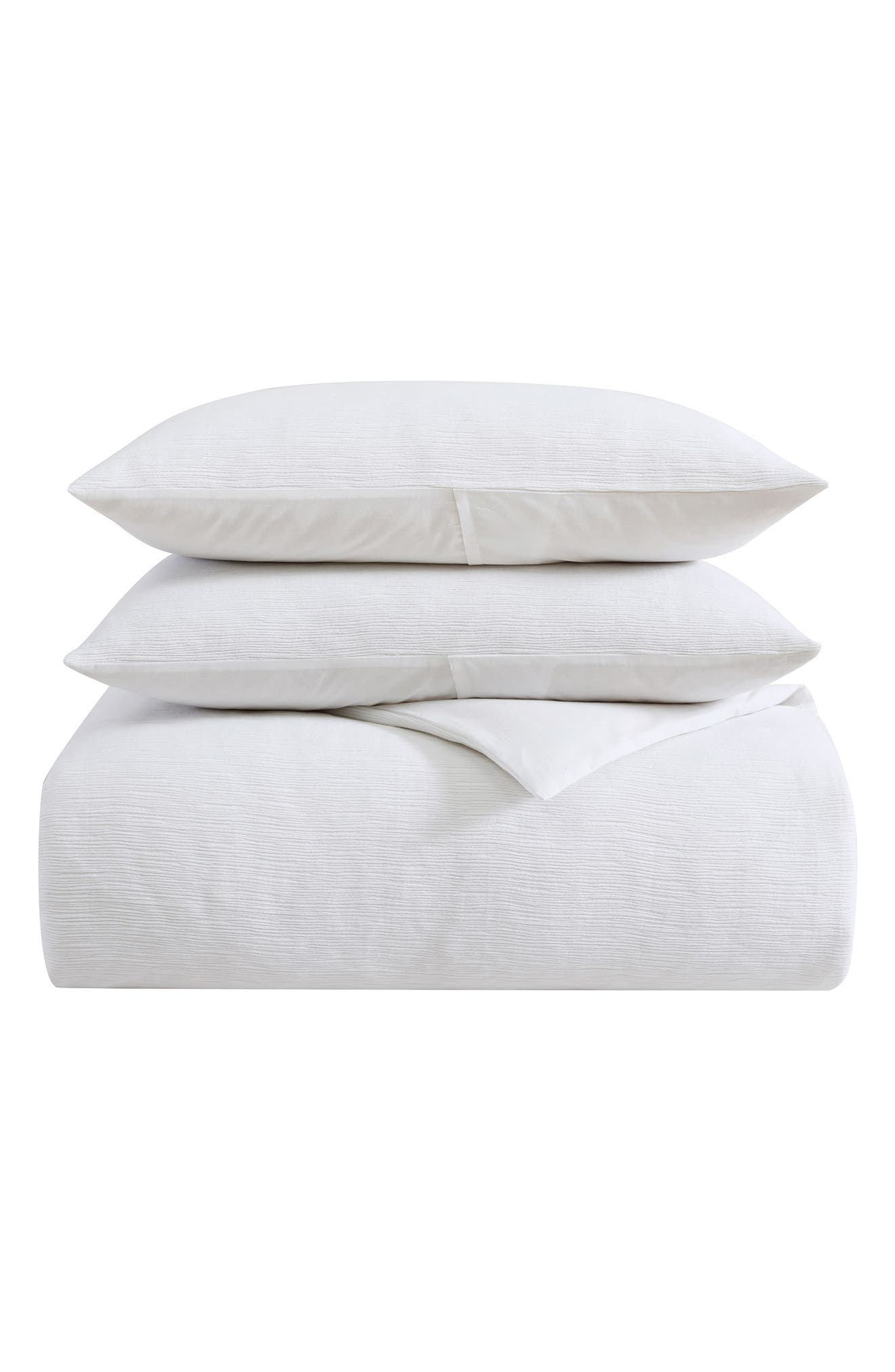 Vera Wang Solid Textured Pleat Duvet Cover & Sham Set