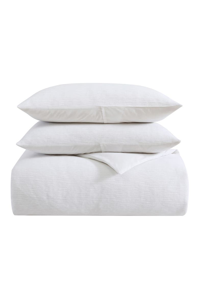 Solid Textured Pleat Duvet Cover & Sham Set, Main, color, WHITE