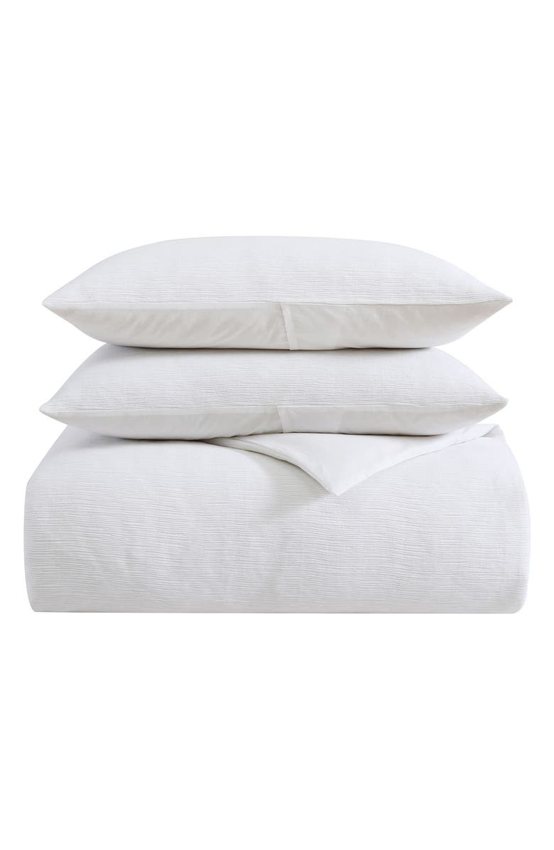 Vera Wang Solid Textured Pleat Duvet Cover & Sham Set, Main, color, White