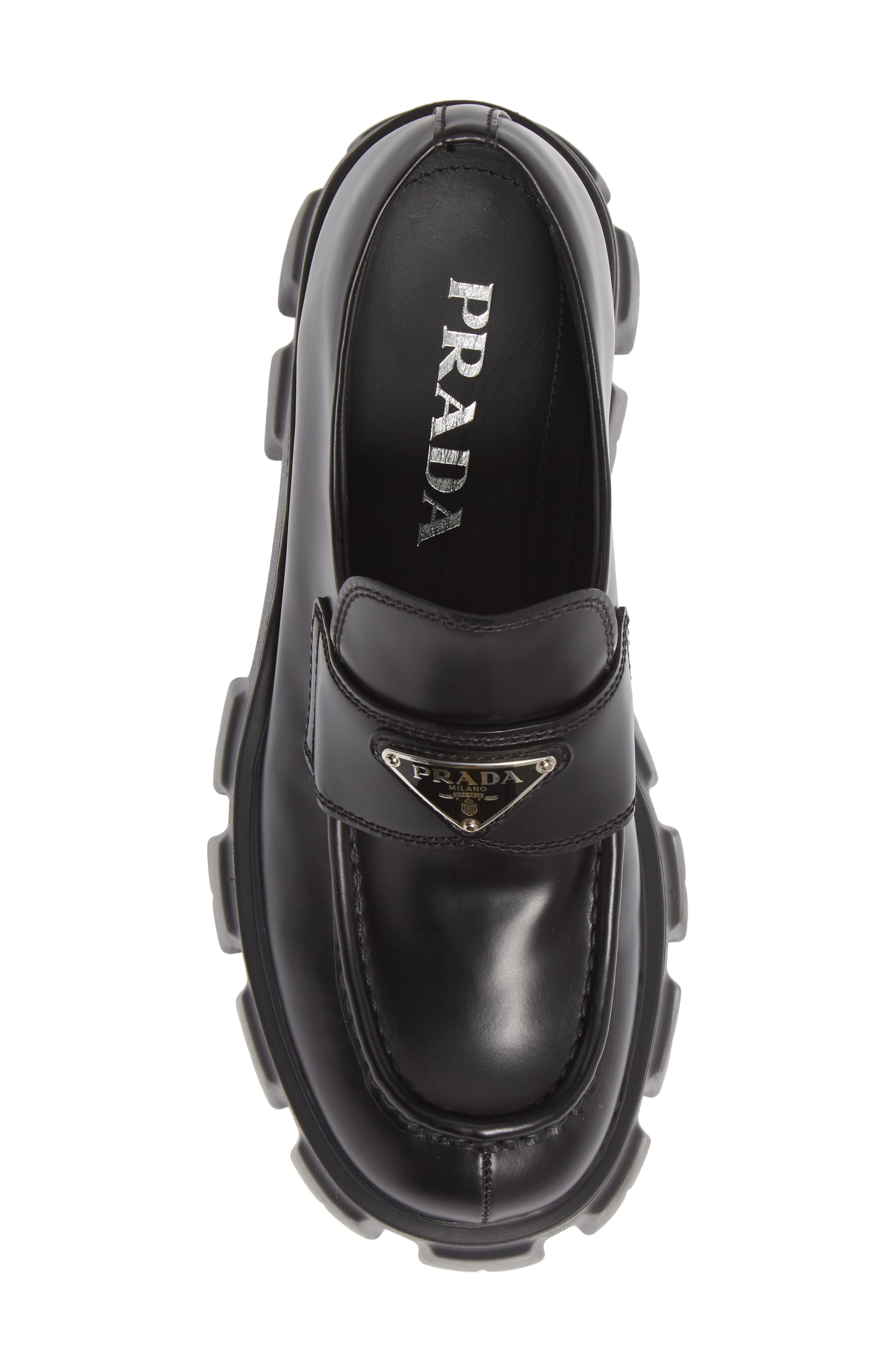 Prada Monolith Lug Sole Loafer, Alternate, color, 