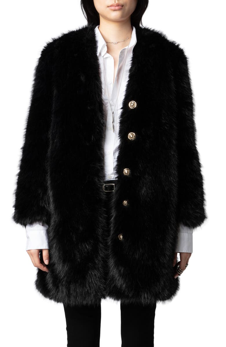 Zadig & Voltaire Milas Faux Fur Coat, Main, color, 