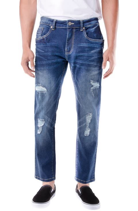 Skinny-Fit Distressed Stretch Jeans