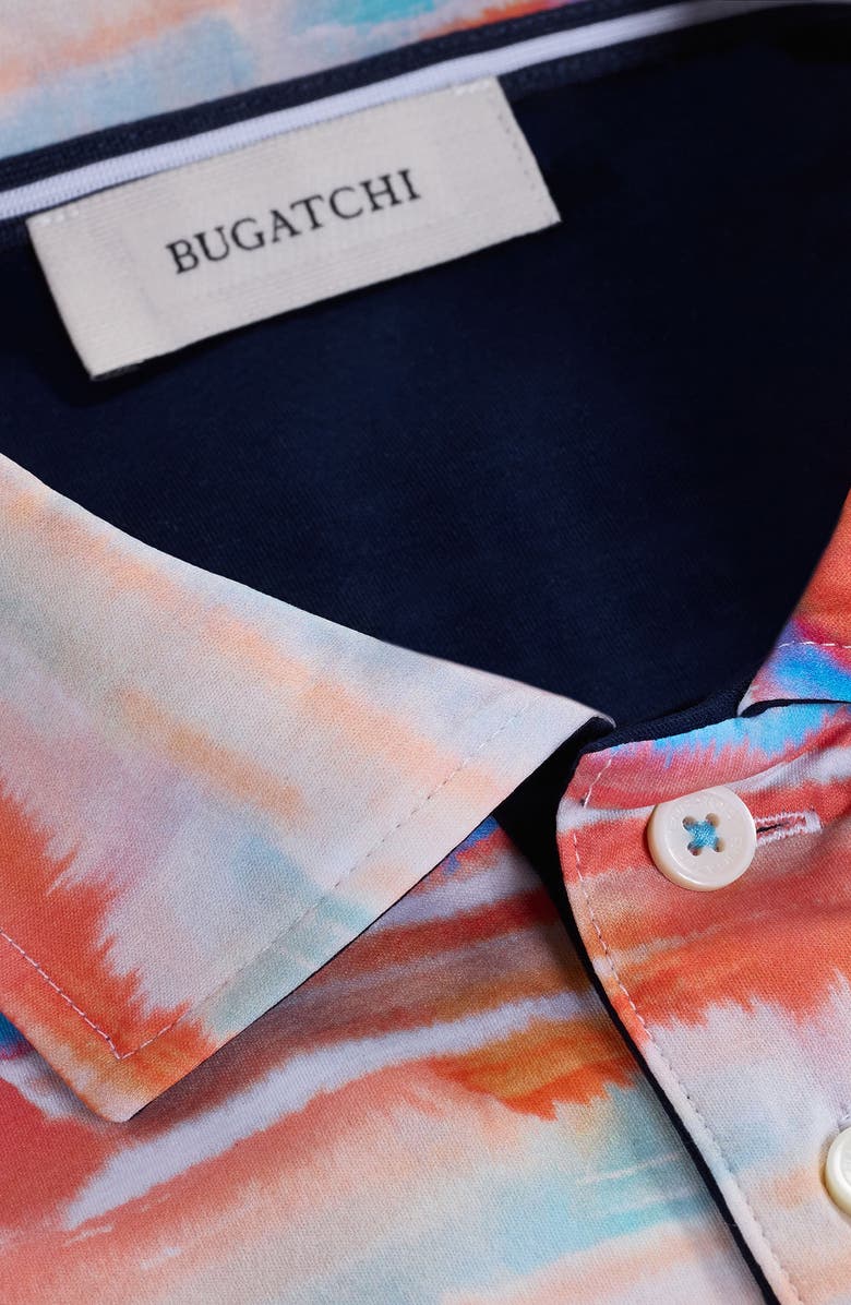 Bugatchi Hendrix Digital Abstract Brushstroke Print Pima Cotton Polo, Alternate, color, Coral