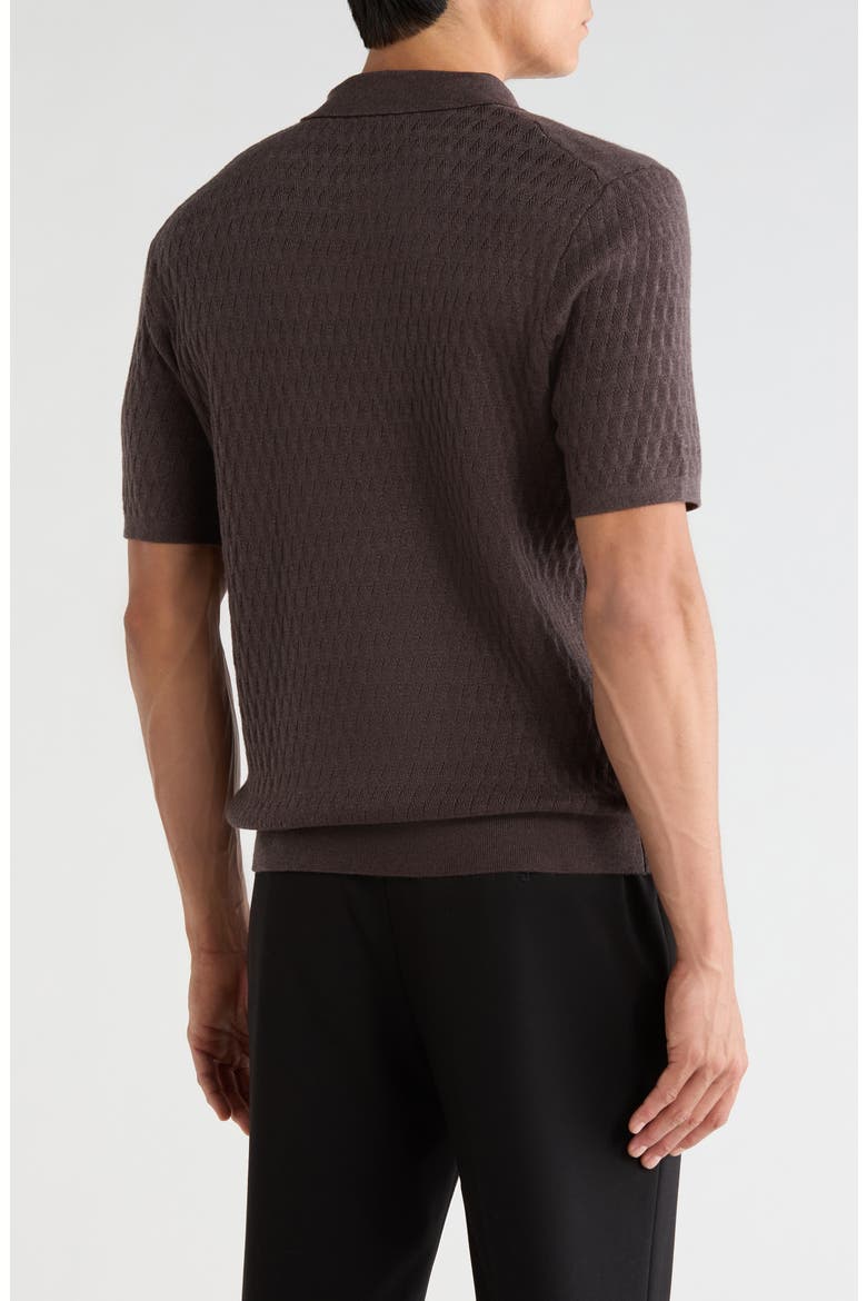 Rylan Johnny Collar Cotton Blend Polo Sweater, Alternate, color, ESPRESSO