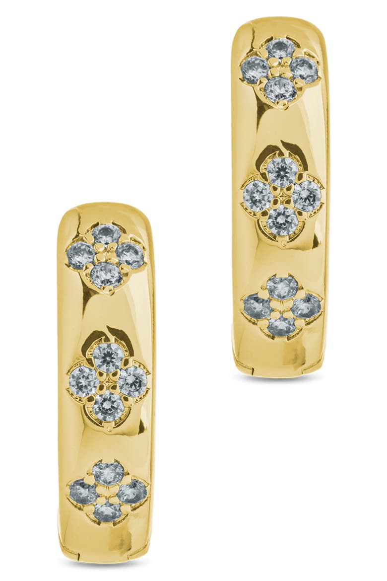 Aisha Cubic Zirconia Star Huggie Hoop Earrings, Alternate, color, GOLD