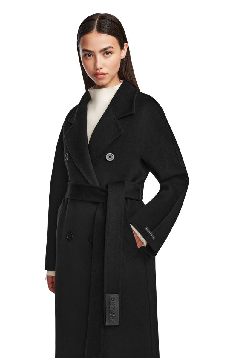 Rudsak KOURT W Women
s Double Breasted Wool Coat in Espresso, Alternate, color, Black