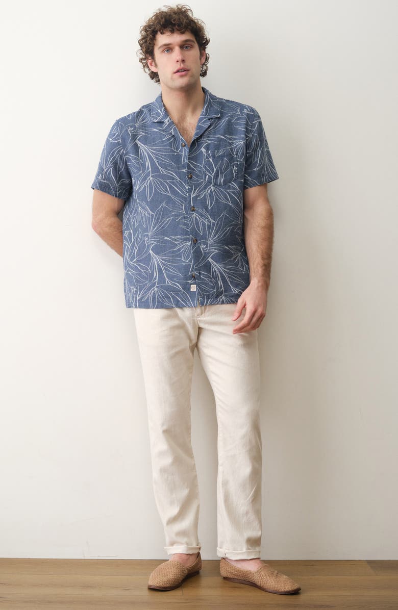 Marine Layer Jacquard Camp Shirt, Alternate, color, Blue Floral