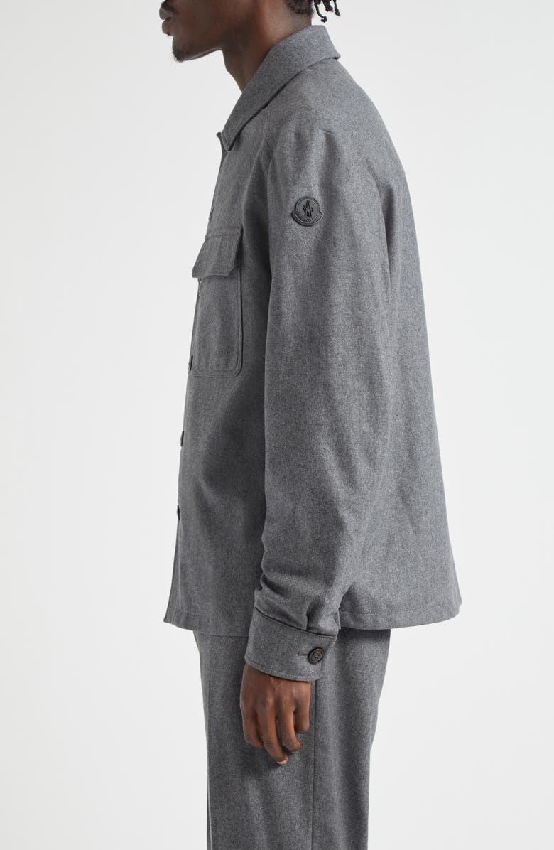 Moncler Camicia Nylon & Cashmere Shirt Jacket, Alternate, color, Dark Gray