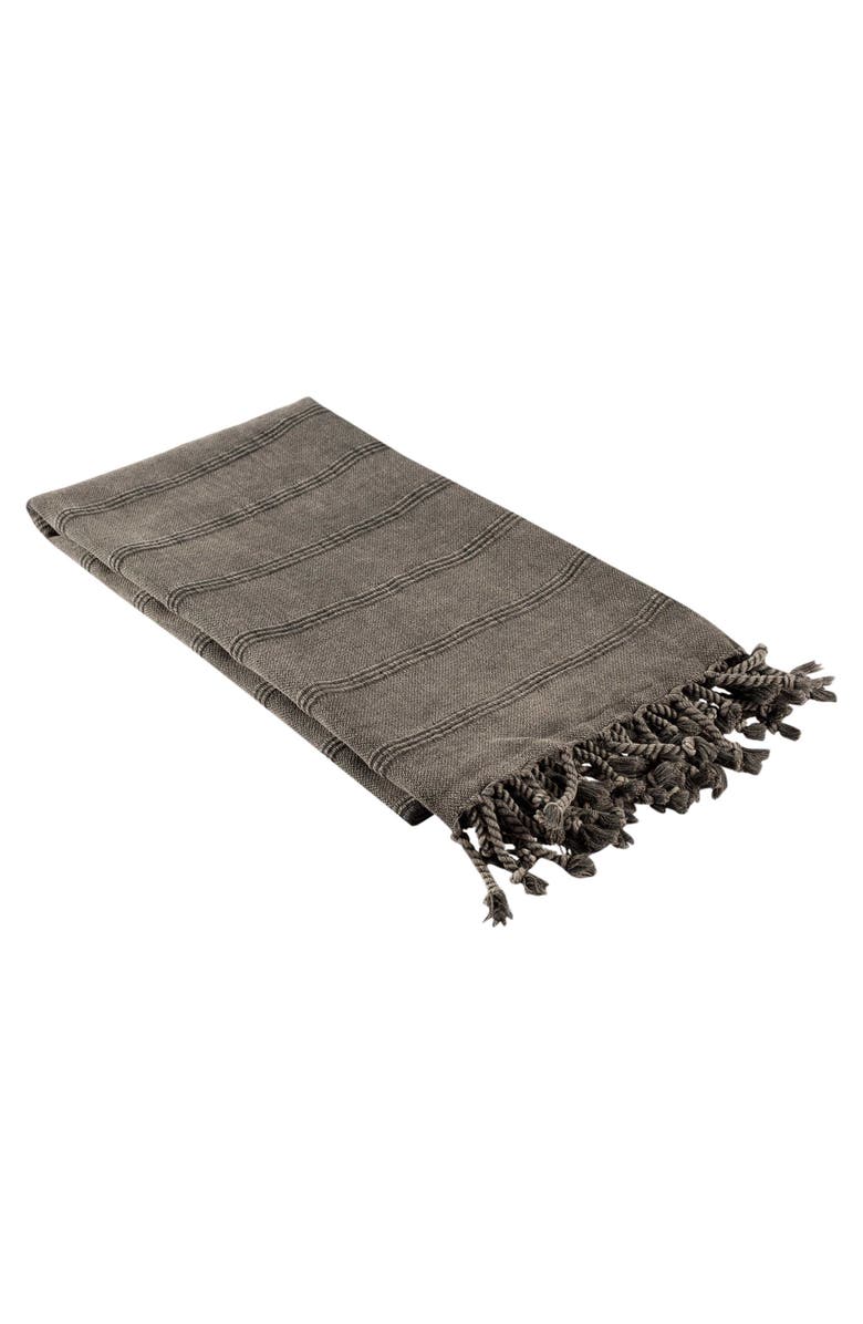 InfuseZen Stonewashed Organic Cotton Turkish Towel, Alternate, color, Faded Black