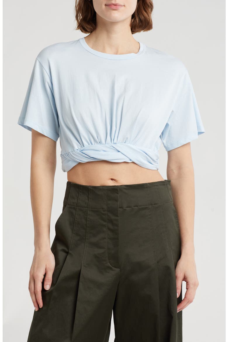 Mini Twist Cotton Crop Top, Main, color, ICE BLUE