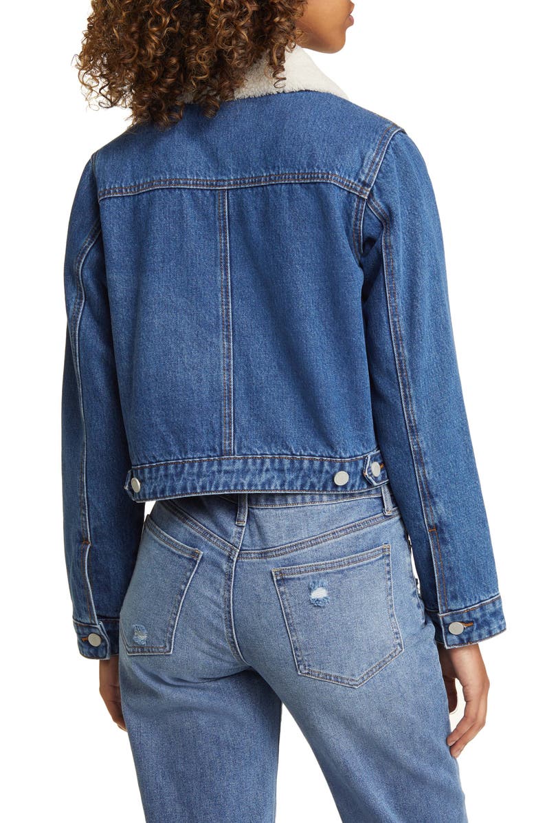 BLANKNYC Crop Denim & Faux Shearling Jacket, Alternate, color,