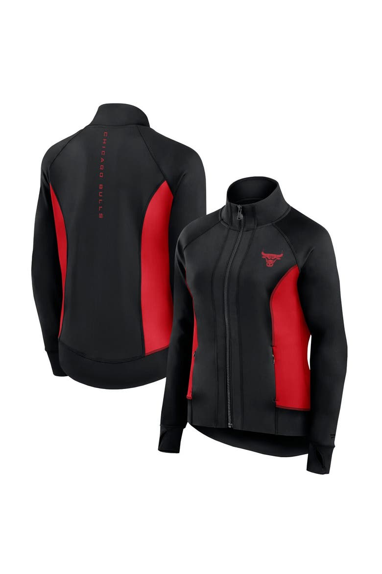 Women's Fanatics Signature Black Chicago Bulls Studio Fitted Full-Zip Gym Track Jacket, Main, color, Black