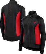 Fanatics Signature Women's Fanatics Signature Black Chicago Bulls Studio Fitted Full-Zip Gym Track Jacket