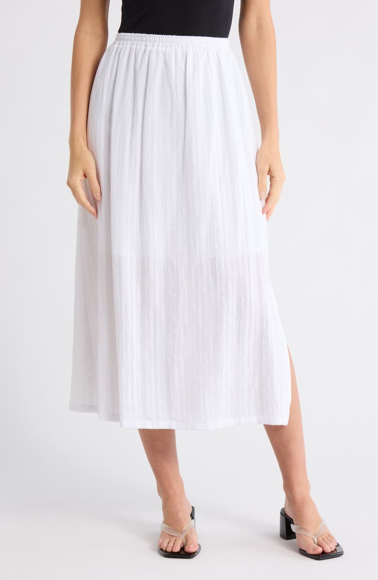 Splendid Cotton Jacquard Midi Skirt, Main, color, White