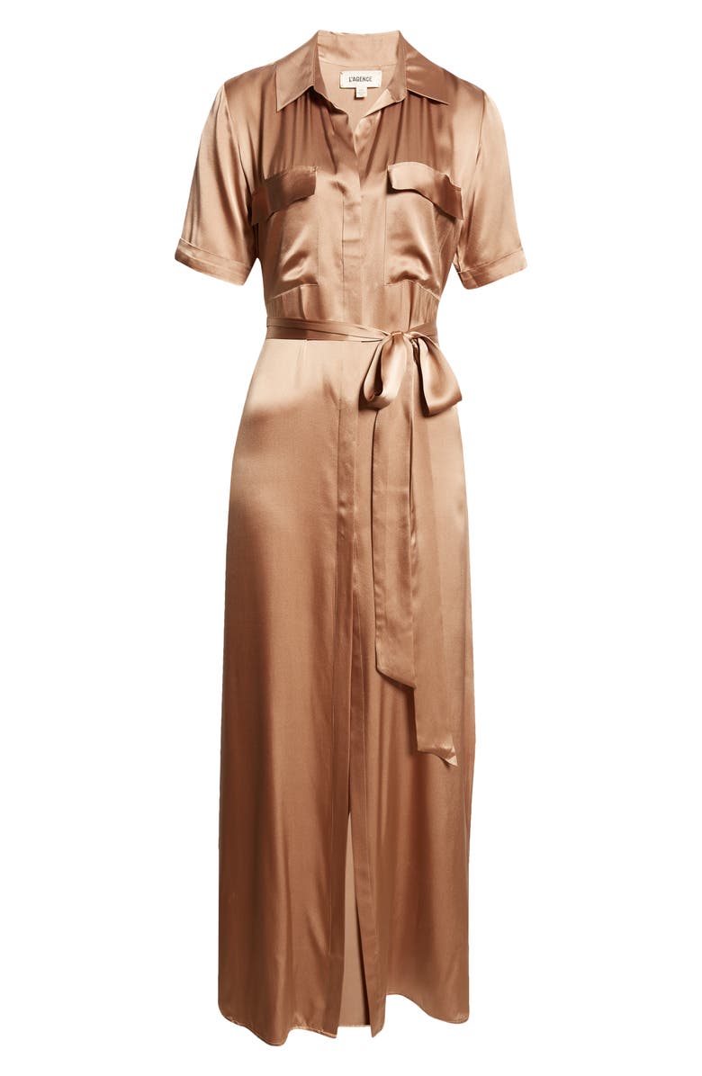 L'AGENCE Klement Utility Silk Maxi Dress, Alternate, color, 
