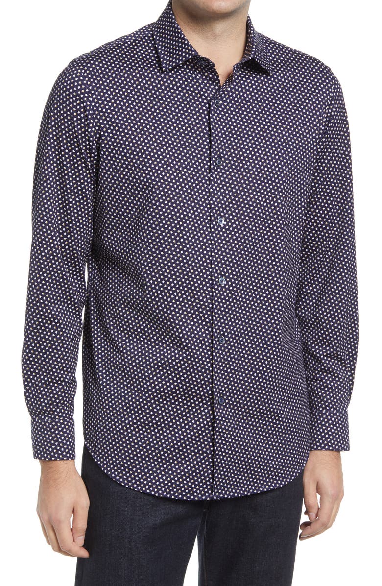 Bugatchi OoohCotton<sup>®</sup> Button-Up Shirt, Main, color, 