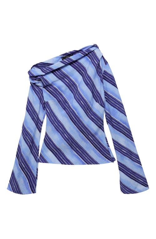 MANGO MANGO STRIPE ONE-SHOULDER TOP 
