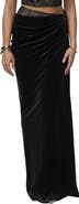 JLUXLABEL Velvet & Lace Maxi Skirt