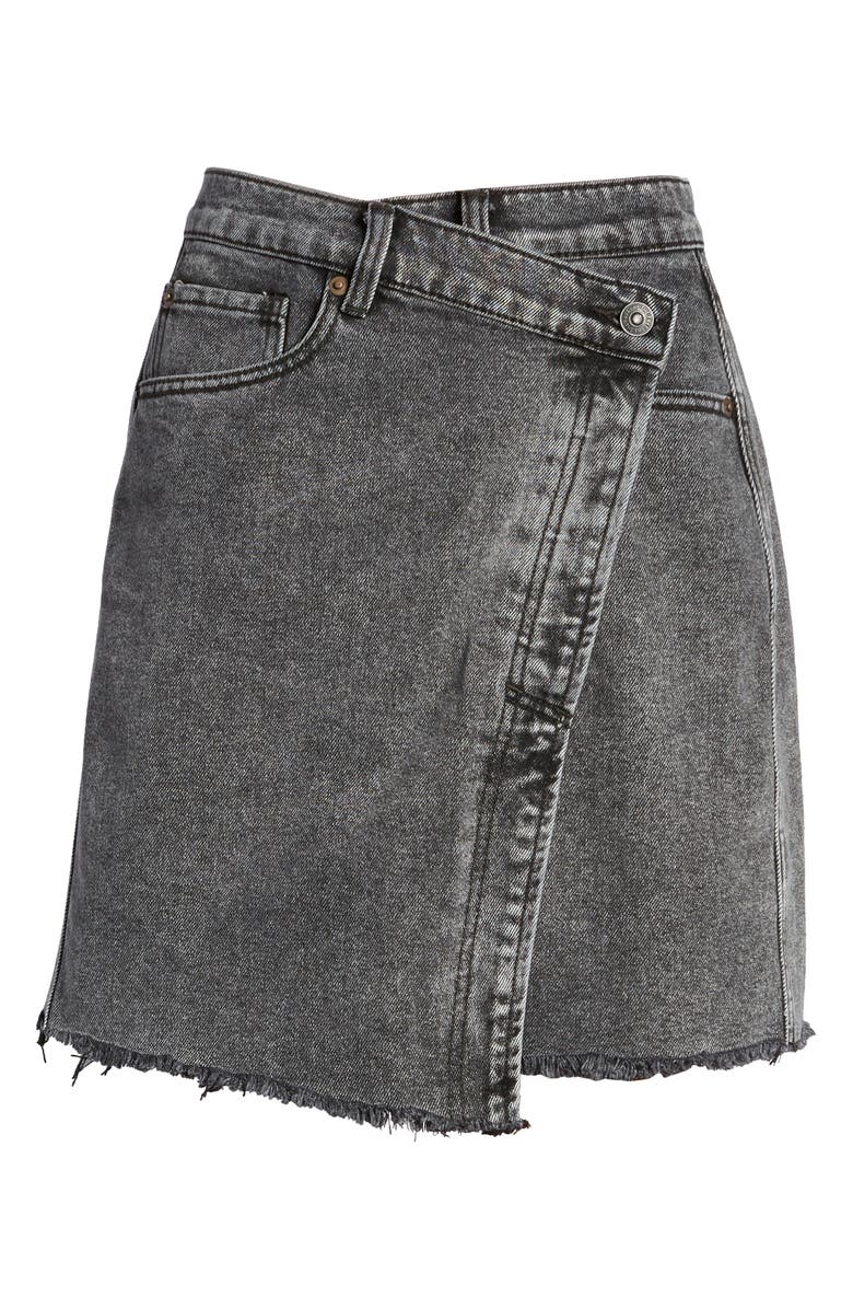 Free People Parker Wrap Denim Miniskirt, Alternate, color, 