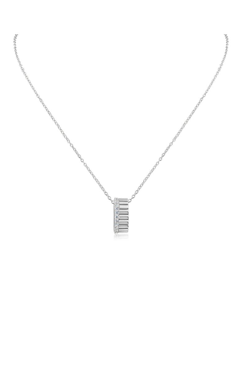 CZ by Kenneth Jay Lane Pavé Circle Pendant Necklace, Main, color, Rhodium Plated