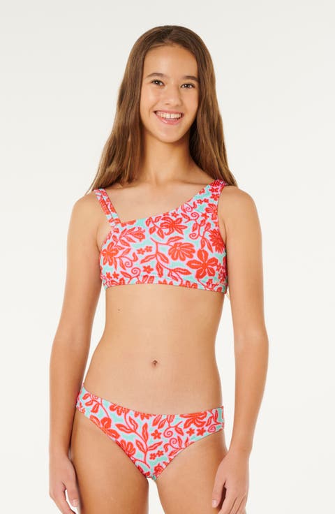 Kids' Sunshine Squad Rib Two-Piece Swimsuit (Big Kid)