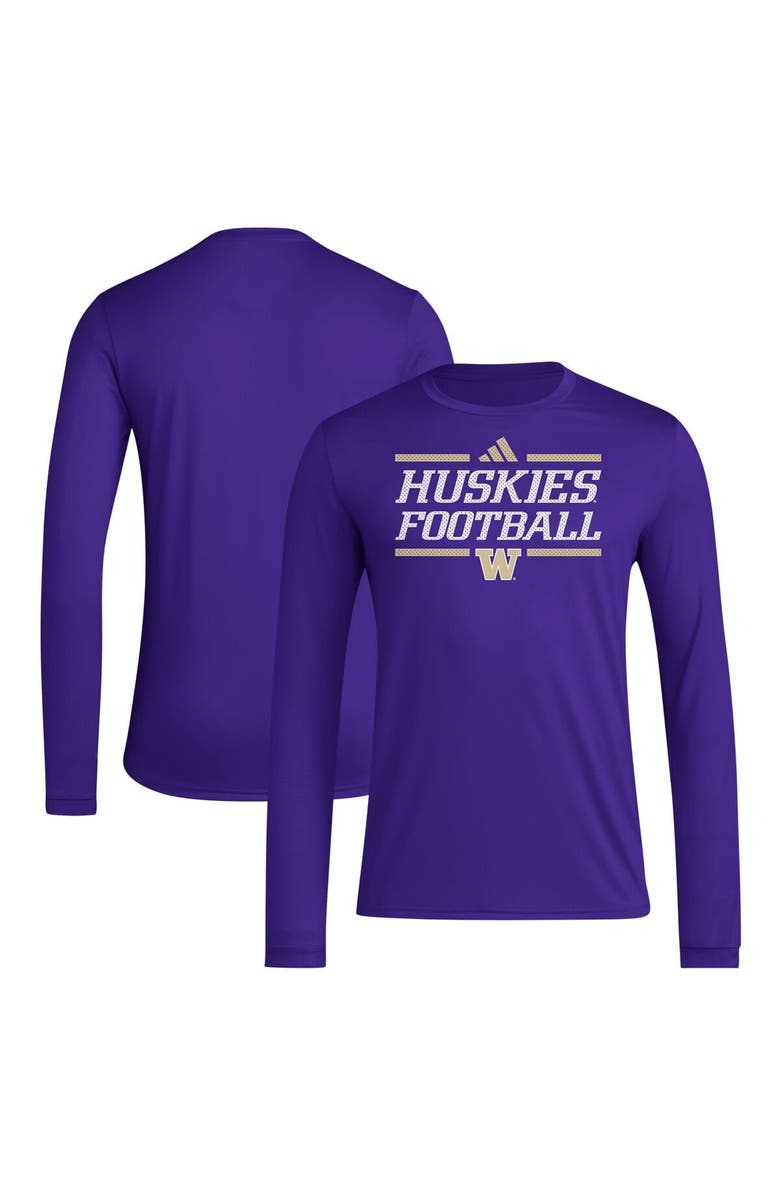 adidas Men's adidas Purple Washington Huskies Locker Football Pre-Game AEROREADY Long Sleeve T-Shirt, Main, color, Purple