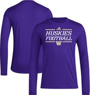 adidas Men's adidas Purple Washington Huskies Locker Football Pre-Game AEROREADY Long Sleeve T-Shirt