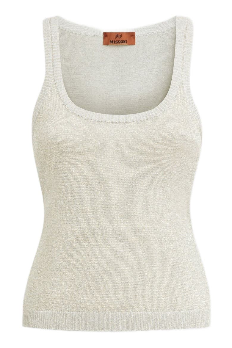 Glitter-effect Viscose Tank Top, Alternate, color, White & Gold