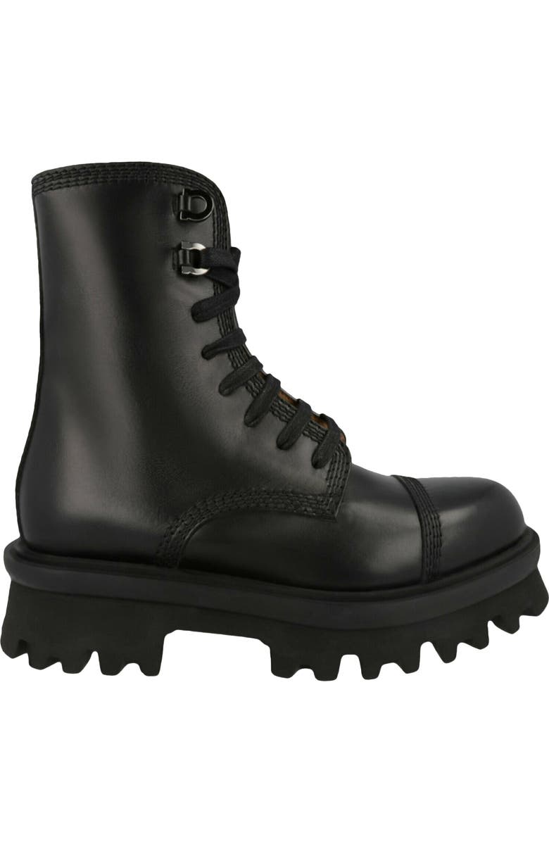 FERRAGAMO Faraway Lug Sole Combat Boot, Alternate, color, Black