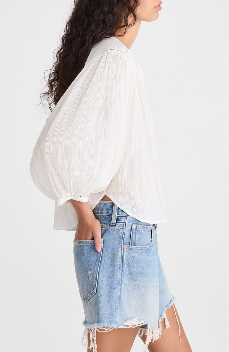 Madewell Shirred Cotton Button-Up Blouse, Alternate, color, White
