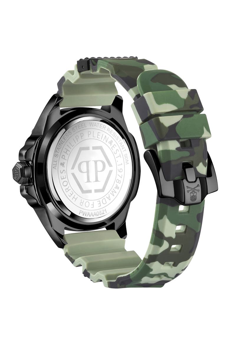 The $kull Silicone Strap Watch, 44mm, Alternate, color, IP GUNMETAL