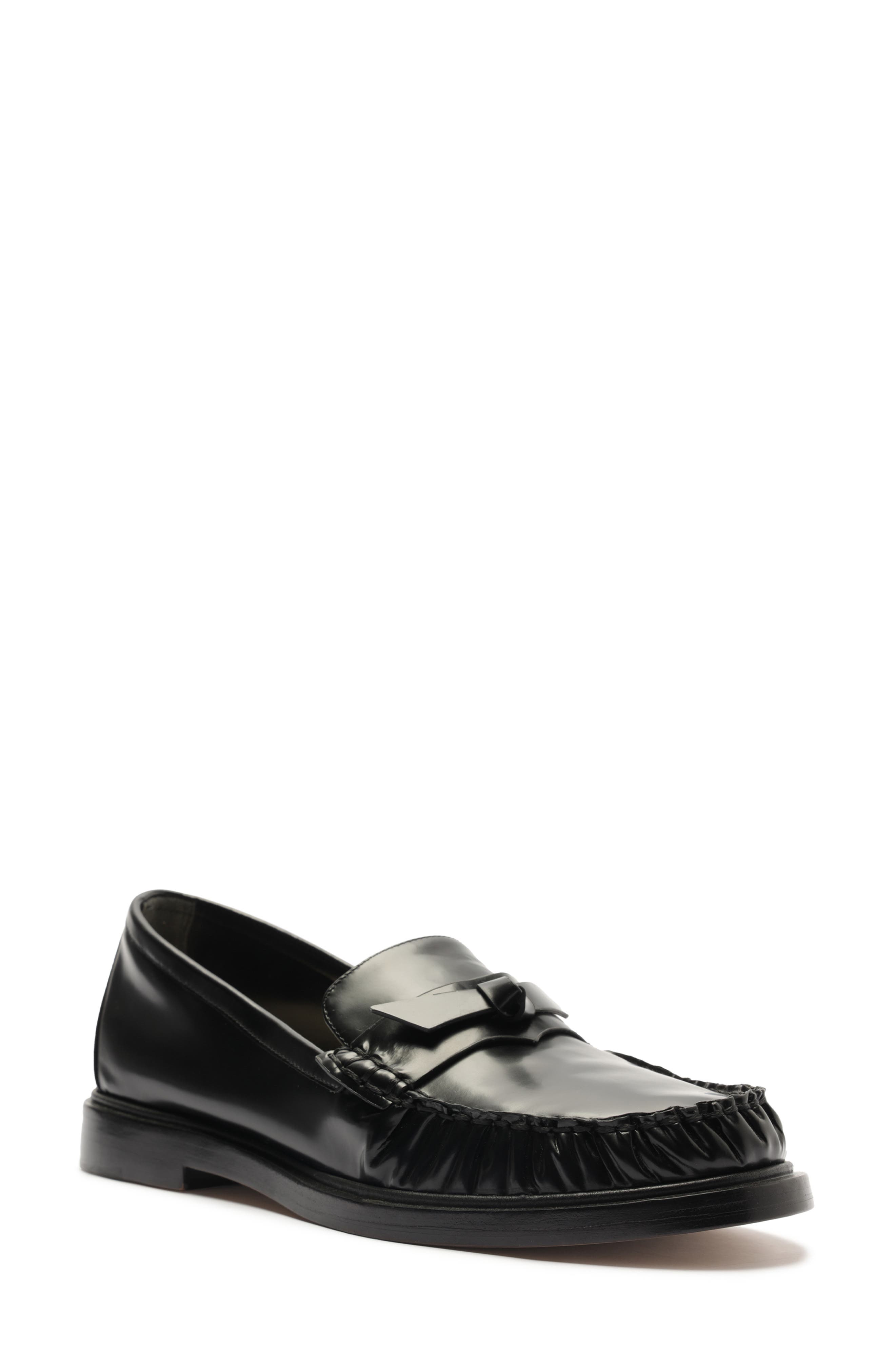 Clarita Laser Bow Loafer, Main, color, BLACK