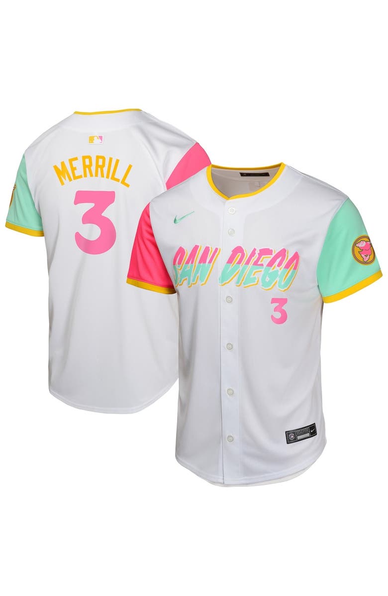 Nike Youth Nike Jackson Merrill White San Diego Padres City Connect Limited Jersey, Main, color, 