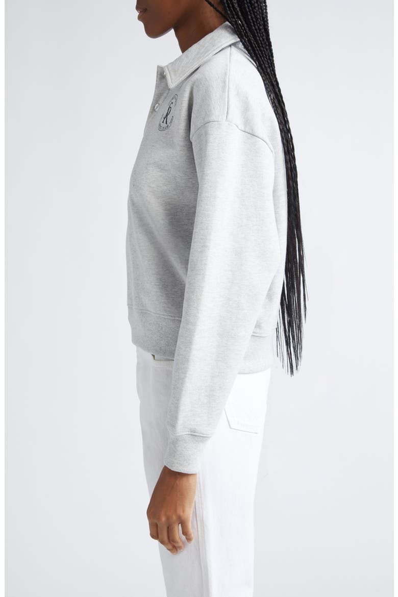 Long Sleeve Crop Polo Sweatshirt, Alternate, color, HEATHER GRAY