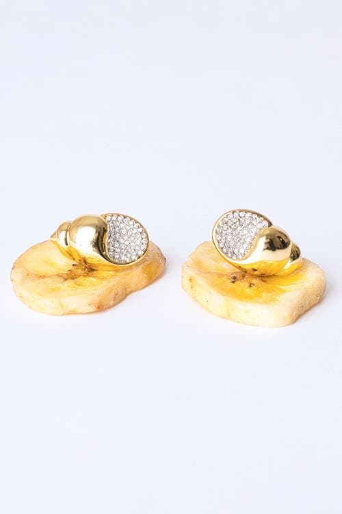 Classicharms Lexi Crystal Seashell Stud Earrings In Gold