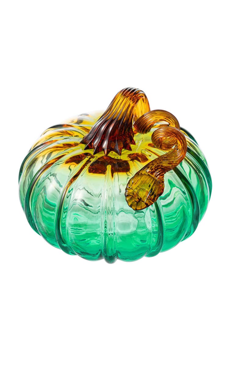 Glitzhome Gradient Small Glass Pumpkins, Alternate, color, Green