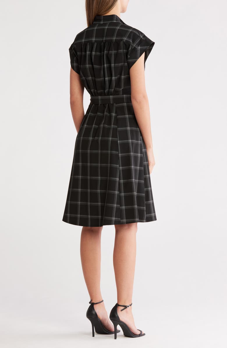Calvin Klein Comm Big Plaid Shirtdress, Alternate, color, Black/ White