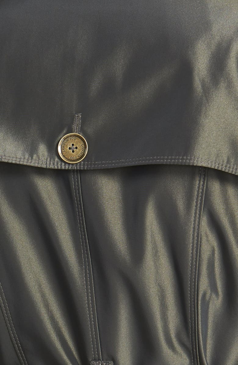 London Fog Iridescent Double Breasted Trench Coat, Alternate, color,