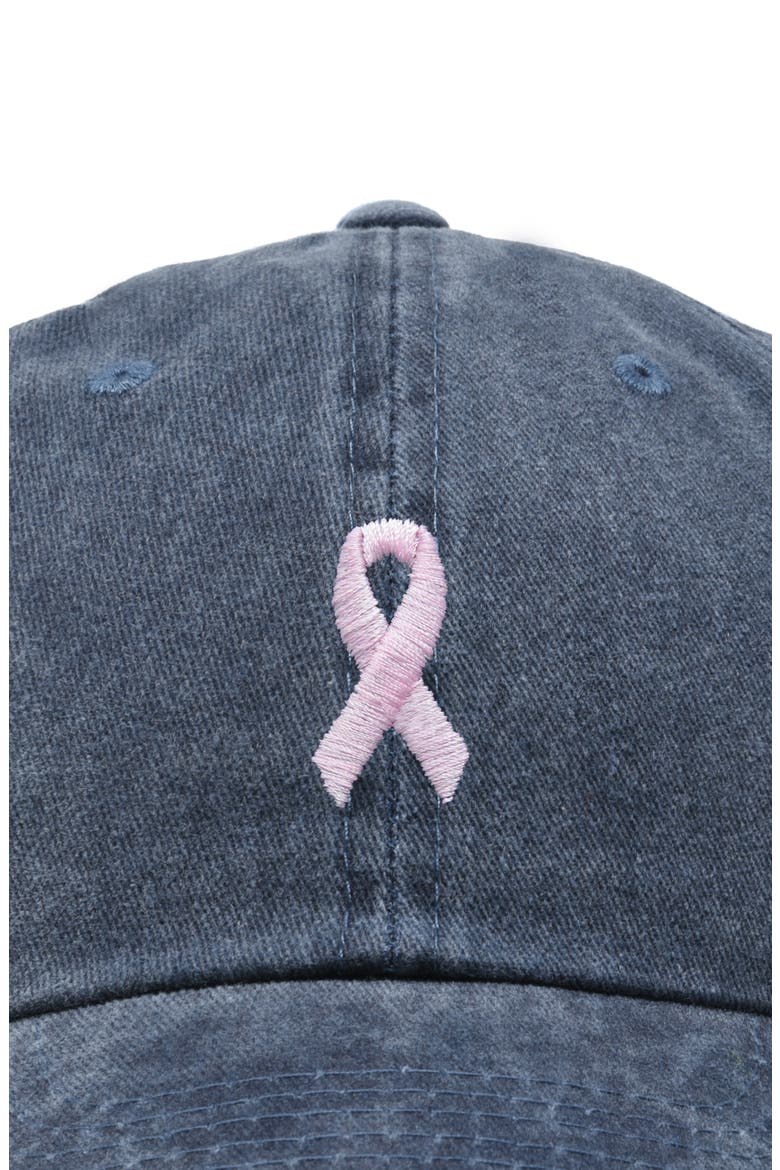 Pink Ribbon Dad Cap, Alternate, color, Washed Navy Blue