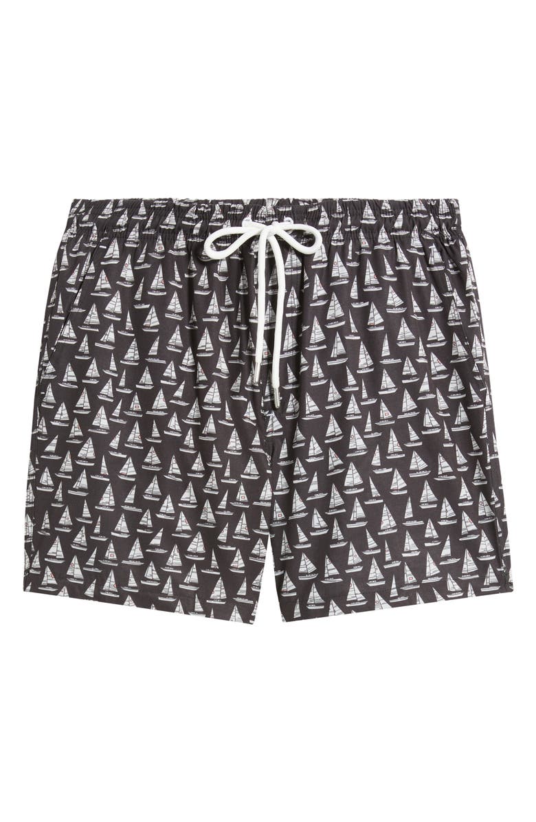 Stone Rose Sailboat Print Swim Trunks, Alternate, color, 
