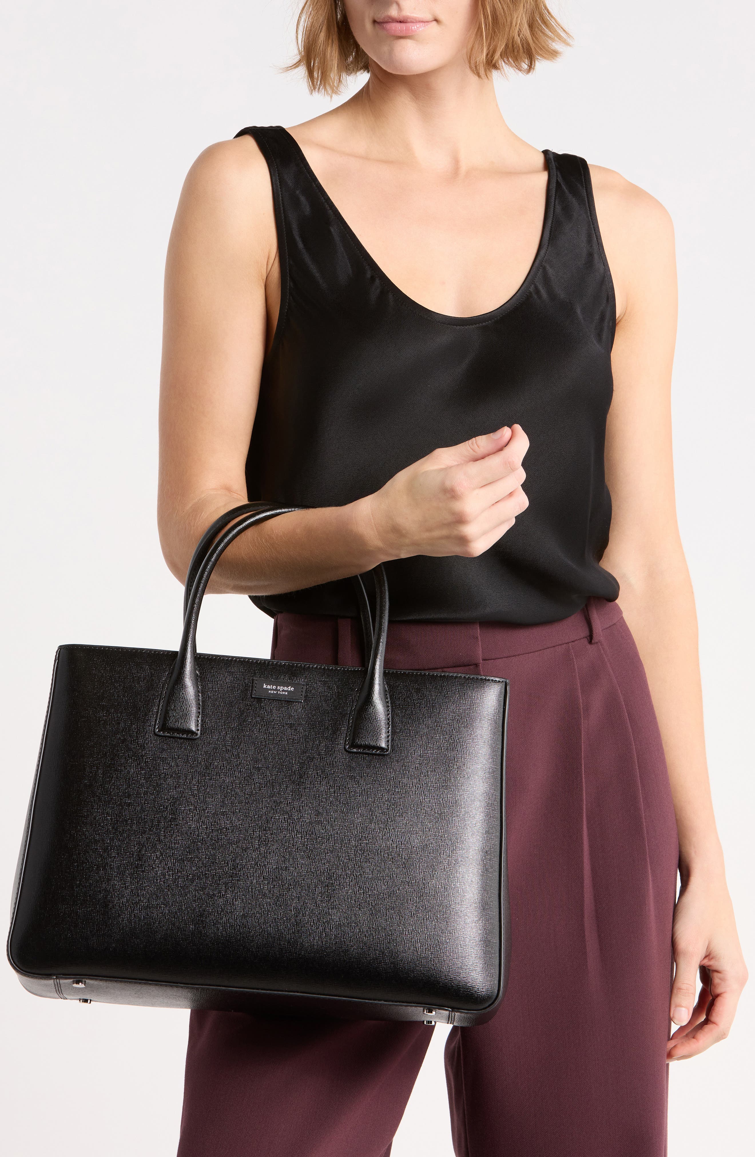 Kate Spade New York Sam Icon Shiny Saffiano Leather Tote (Women ...