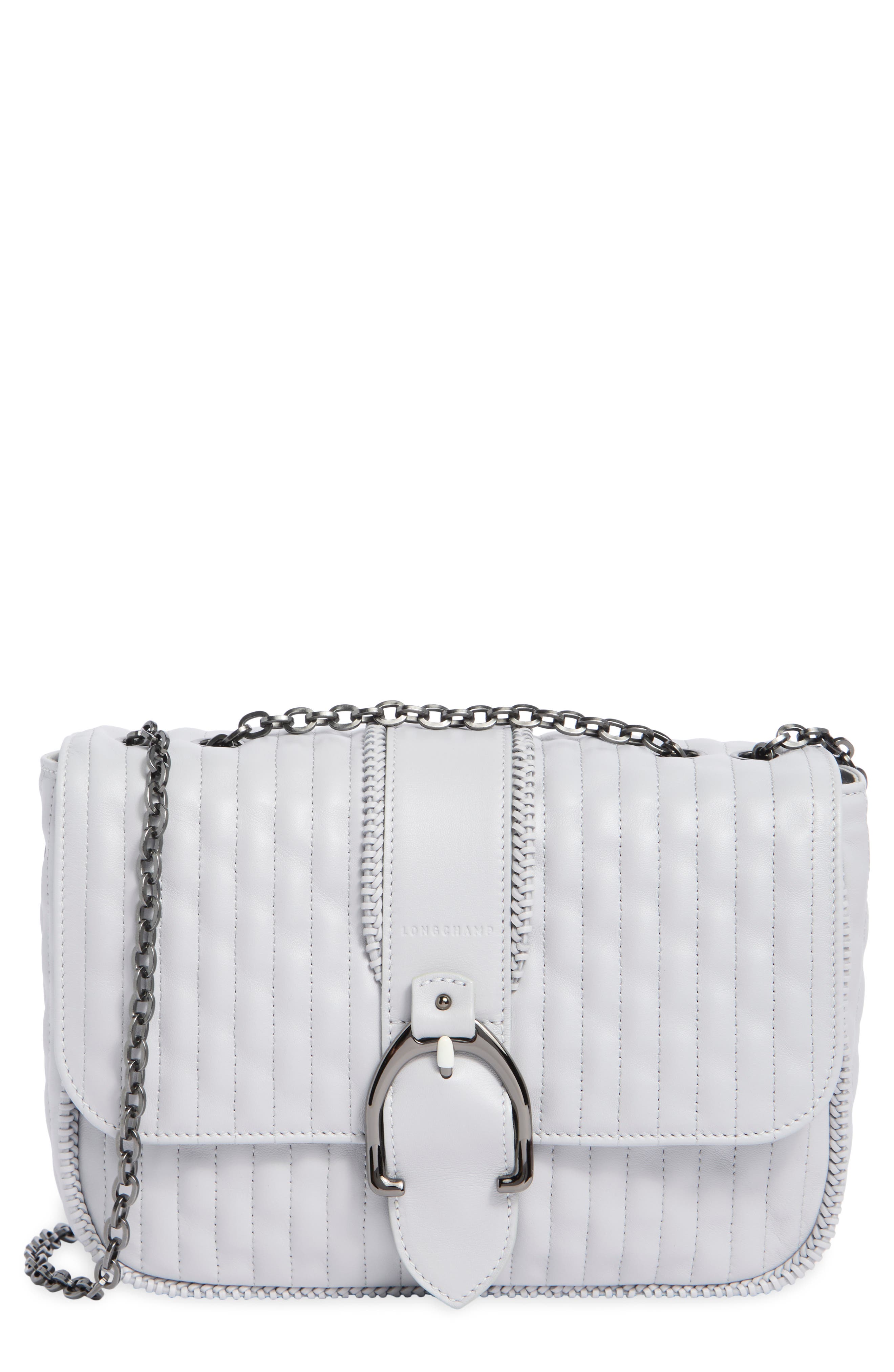 Longchamp Amazone Small Quilted Leather Crossbody Bag, Main, color, Pearl