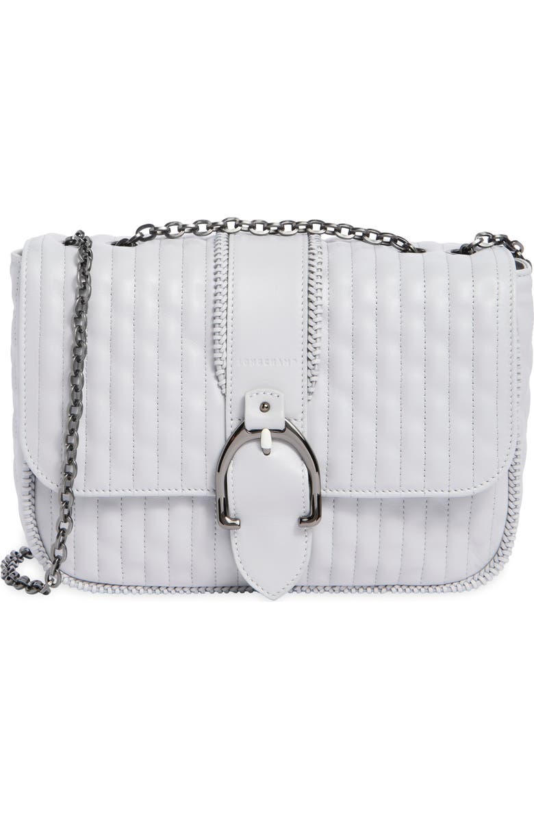 Longchamp Amazone Small Quilted Leather Crossbody Bag, Main, color, Pearl